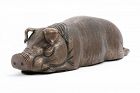 Chinese Bronze Reclining Pig Statue for Dept 56 Store Display