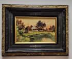 19th C English Oil Painting of River With Aesthetic Period Frame