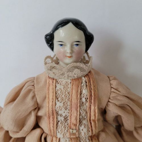 Antique Porcelain China Head Doll With Dress