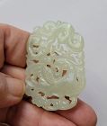 Republic Era Chinese Light Celadon Jade Plaque