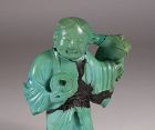 Chinese Carved Turquoise Boy with Money Toad Figurine, Late Qing