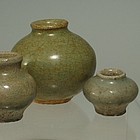 Three Chinese Celadon Jarlets, 14th C to 16th C