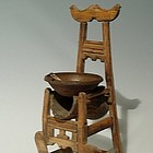 Rare Chinese Wood Opium Tar Den Lamp, Circa 1900