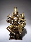 Extremely Rare Indian Bronze Vishnu with Lakshmi