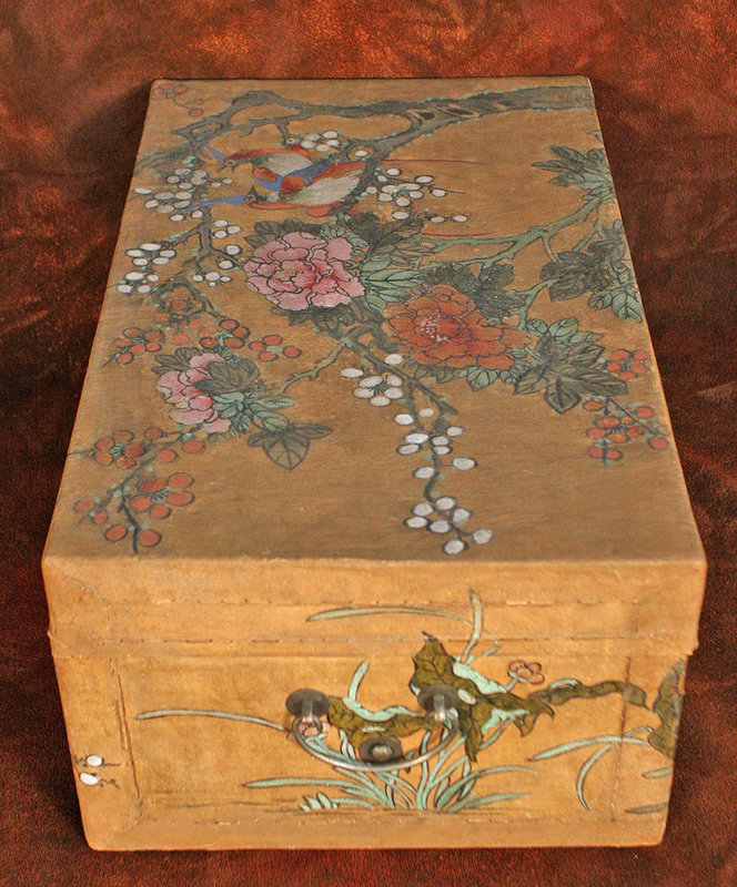 Unique Pair Japanese Painted Chinese Pig Skin Trunks