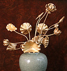 Meiji Period Gold Lacquered Buddhist Temple Flowers
