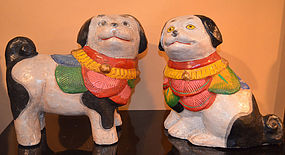 Pair of Inu Gosho Ningyo, Japanese Dog Dolls