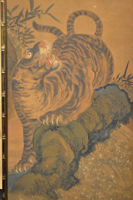 19th Century Large Japanese Tiger Painting