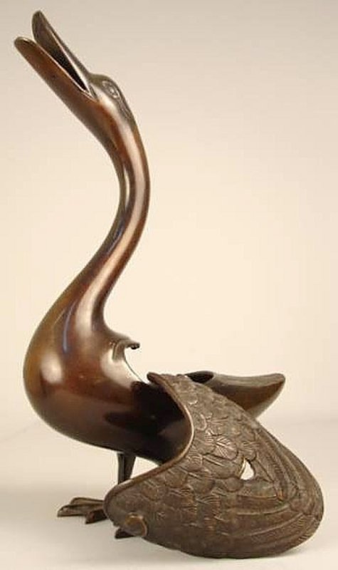 Fine Antique Japanese Bronze Sculpture of a Duck