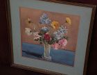 American still life floral watercolor painting circa 1940's