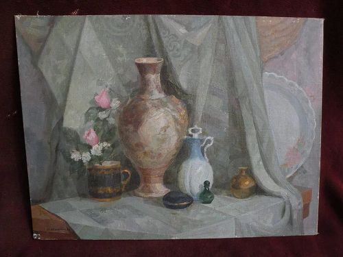 Beautifully executed Russian 1996 still life painting on board signed