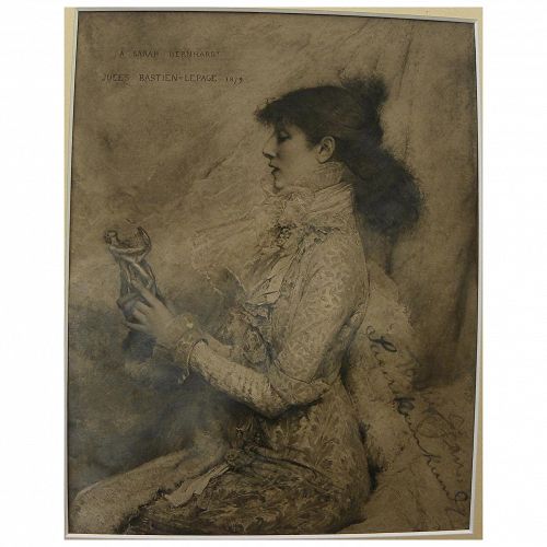 Sarah Bernhardt (1844-1923) autographed inscribed 1879 print of her by Jules Bastien-Lepage