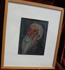 Greek Art religious painting of a saint in gouache by an English artist