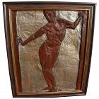 Contemporary sculptural panel of male nude by artist HAL ALTMAN (1922-2011)