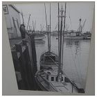 Vintage black and white photograph of docks at Monterey California
