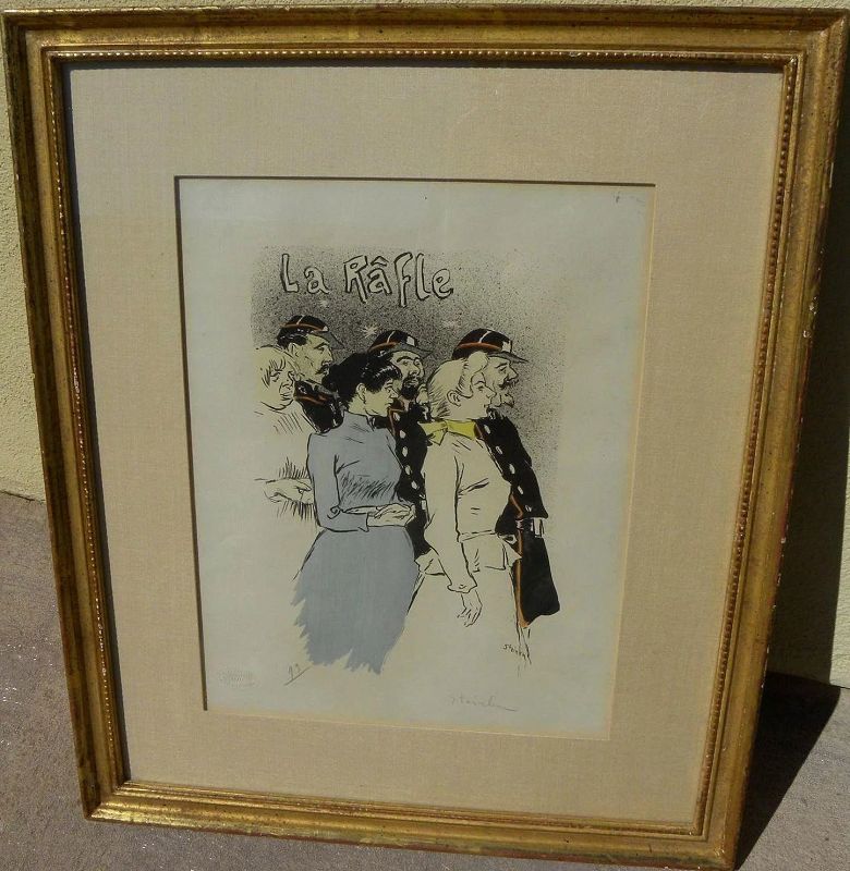THEOPHILE STEINLEN (1859-1923) pencil signed lithograph &quot;La Rafle&quot; 1894 by the well known Swiss graphic artist