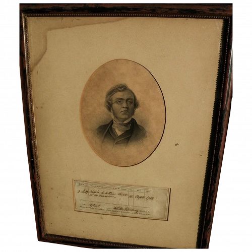 WILLIAM MAKEPEACE THACKERAY (1811-1863) original autograph framed with portrait engraving of the famous English author