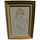 MAXIM BUGZESTER (1910-1978) fine drawing of mother and child by listed artist