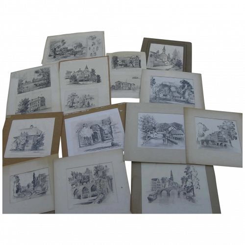 LEONARD SCHEU (1904-1995) group of 18 pencil drawings by listed California artist