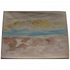 Vintage Israeli watercolor painting of the Dead Sea signed and dated 1970