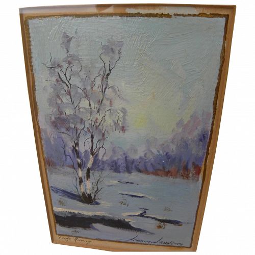 JEANNE LAURENCE (1887-1980) Alaskan art small painting "Frosty Morning" by the wife of famed painter Sydney Laurence