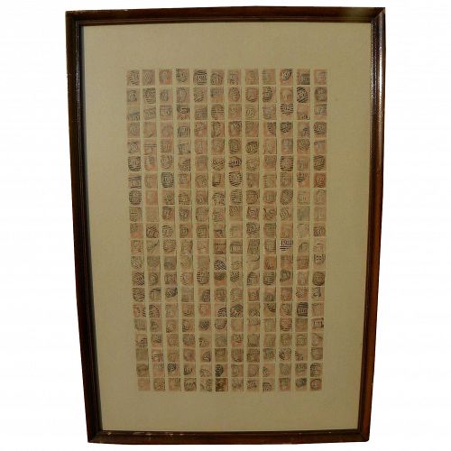 Great Britain 1864 Penny Rose stamp group of 240 specimens framed