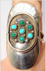 Navajo Silver Turquoise and Green Turquoise Ring