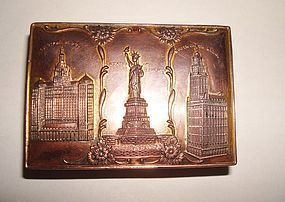 Antique New York City Souvenir Box Landmarks Copper Brass Early1900s