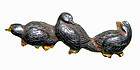 Japanese Three Birds Menuki Obidome with Gold Back = 18th Century