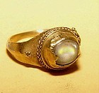 Ancient Cabochon Quartz Crystal Gold Ring - 1,000 AD