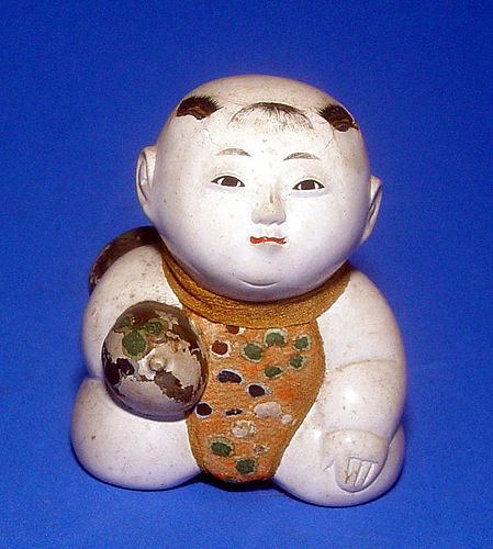Japanese Gosho Ningyo Boy Doll with Hyotan Gourd – Early 1800s