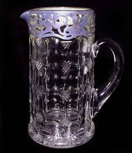 Heisey Glass Pitcher with Silver Open Work Maker's Mark