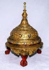 Burmese Relief Molded Gilded Covered Temple Container 19th Century