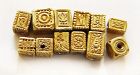 Twelve Assorted Ancient Square Gold Pyu Beads 100 -500 AD