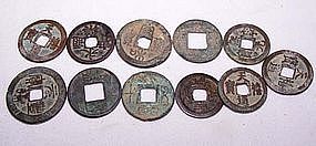 Eleven Han Dynasty Coins - 220 BC - 220 AD