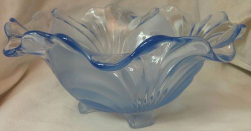 Caprice Moonlight Blue Alpine Bowl 9.5" 4 Footed #52 Cambridge Glass