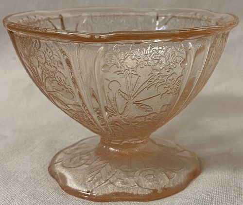 Cherry Blossom Pink Sherbet Scalloped Foot Jeannette Glass Company