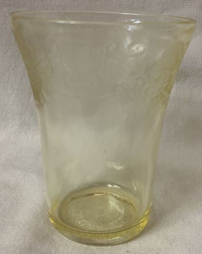 Florentine #2 Yellow Water Tumbler 4" 9 oz Flat Hazel Atlas Glass