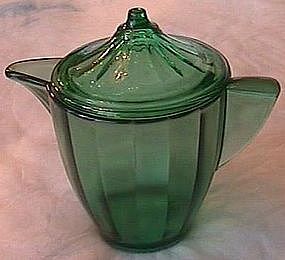 Akro Agate Interior Panel Green Teapot and Lid