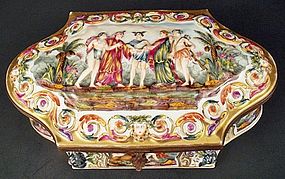 Antique Capodimonte Porcelain Jewel Casket