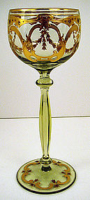 Handsome Bohemian Enameled Wine Glass
