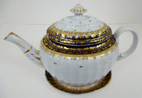 Rare Antique English Tea Pot with Stand, c. 1810