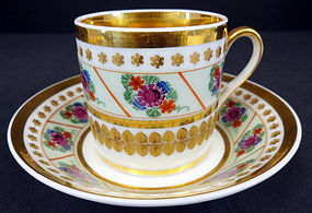 Elegant Antique Paris Porcelain Tea Cup & Saucer