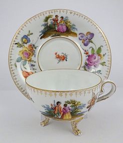 Unique Antique Thieme Dresden Scenic Tea Cup & Saucer