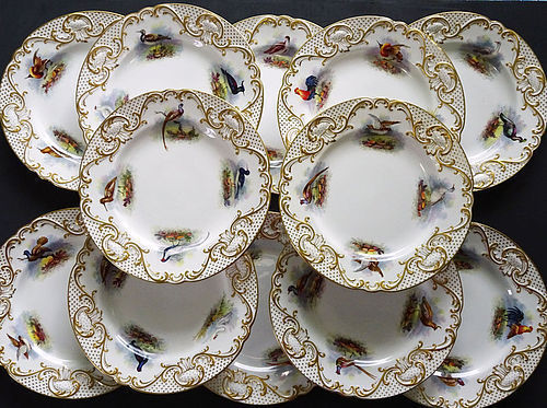 12 Antique Copeland’s for Tiffany Ornithological Plates