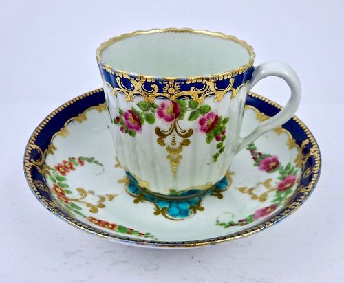 Worcester Dr. Wall Coffee Cup & Saucer, Floral, Fluted