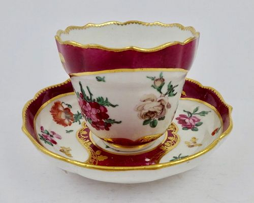 Antique Chelsea Tea Cup & Saucer, Sevres Style