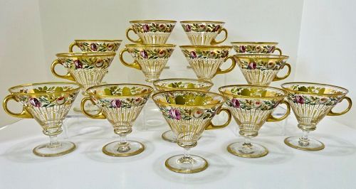 14 Antique Bohemian Glass Punch Cups