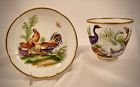 Antique Derby Tea Cup & Saucer, Birds