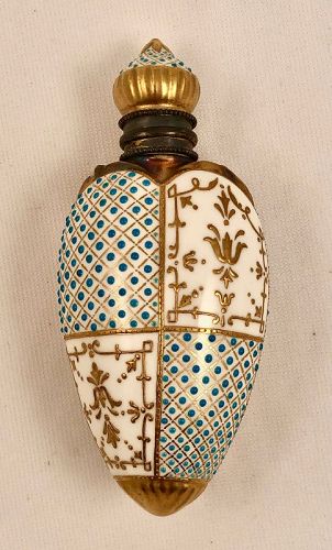 Antique Coalport Perfume Flask, Jeweled